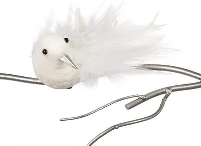 Produktbild von Goodwill Weihnachtskugel – Vogel auf Klippe – Kolibri, echte Federn, weiß, D 18 cm, Vorteilsangebot von 2 Stück