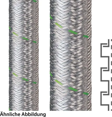 Produktbild von SPR-EDU-AS Metallschutzschlauch mit Stahldrahtgeflecht AD 45,0mm, ID 38,0mm eingehaktes Profil, Mindestbiegeradius