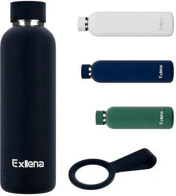 Image de Gourde en acier inoxydable 500 ml, isotherme (chaud/froid), 0,5 l, 100 % étanche, noire