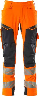 Produktbild von MASCOT® Hose mit Knietaschen, ULTIMATE STRETCH Größe 82C47, hi-vis orange/schwarzblau | Packung (1 Stück)