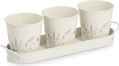 Obrázek produktu pro Sada květináčů na rostliny Zeller, 4 kusy, 37x10x11 cm, kov, bílá