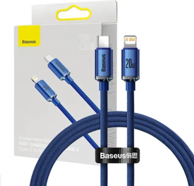 Produktbild von Baseus Crystal Shine Series Kabel USB-Kabel fr schnelles Aufladen und Datenbertragung USB Typ C - Lightning 20W 1,2m blau (CAJY000203)