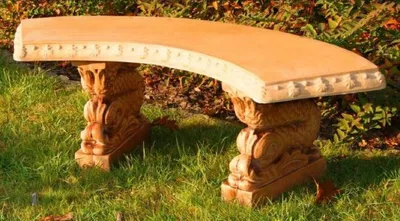 Produktbild von Casa Padrino Gartenbank Fisch Beige 155 x 40 x H. 47 cm - Orientalische Stein Bank - Gebogene Parkbank - Orientalische Garten & Terrassen Möbel