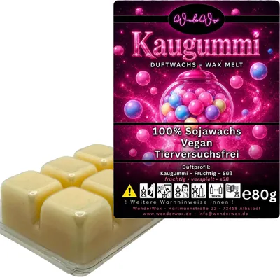 Produktbild von WonderWax Duftwachs Wax Melts für Duftlampe, 6 Würfel Duftmelt Wachsmelt Sojawachs Duftwachs Würfel für Raumdüfte, Wachs Duftöl Winter Indoor Schmelzen für Aromalampe Kaugummi