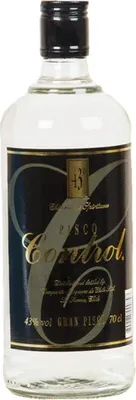 A clear shot of a bottle of Pisco Control Gran Pisco.