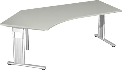 Produktbild von Geramöbel Schreibtisch 135° links höhenverstellbar, 2166x1130x680-820, Lichtgrau/Silber, S-617315-LS
