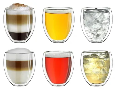 Produktbild von Creano doppelwandige Gläser 250ml „DG-Bauchig“, 6er Set, großes Thermoglas doppelwandig aus Borosilikatglas, Kaffeegläser, Teegläser, Latte Gläser, Doppelwandgläser