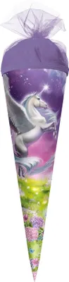 Produktbild von ROTH Geschenk-Schultüte klein Magic Pegasus 22 cm rund Tüllverschluss Zuckertüte Schulanfang
