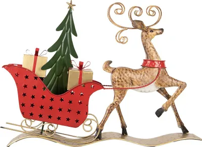 Image de Clayre & Eef Figurine de décoration de Noël Cerf 68x11x50 cm Brun Métal