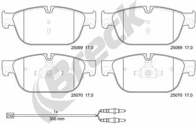 Produktbild von BRECK Bremsbeläge Satz Vorne Bremsklötze für CITROËN C5 III Kombi (RW) 25069 00 701 00