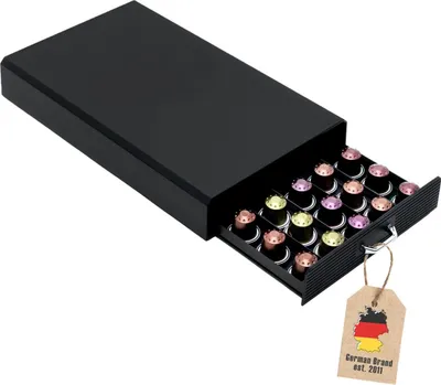 Produktbild von Intirilife Kaffeekapselhalter Aufbewahrungsschublade für Kaffeekapseln in Schwarz - Kompatibel mit Nespresso Kapseln Kapsel Halter