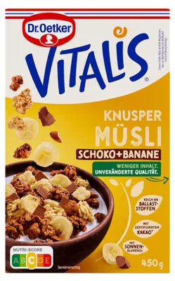Immagine prodotto di Dr. Oetker 6523348005 Dr. Oetker VITALIS KNUSPER SCHOKO+BANANE Müsli 450,0 g