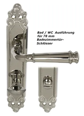 Produktbild von Massiv Messing Türbeschlag Olympus LS WC Edelstahlfarbig poliert Türdrücker