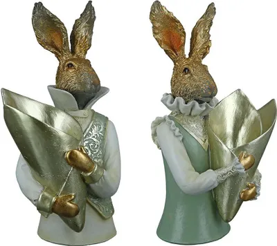 Produktbild von Caldine Dekofigur XXL Osterhasen 2er Set Hasenbüste Kunst Ostern, 30cm hoch (2 St)