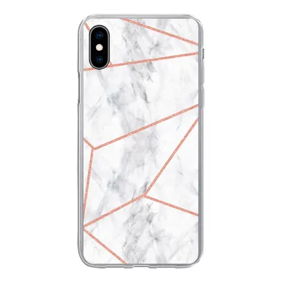 Produktbild von MuchoWow® Handyhülle Schutzhülle Hülle für iPhone Xs Marmor - Roségold - Weiß Silikon Softcase Handy Hülle - Handytasche