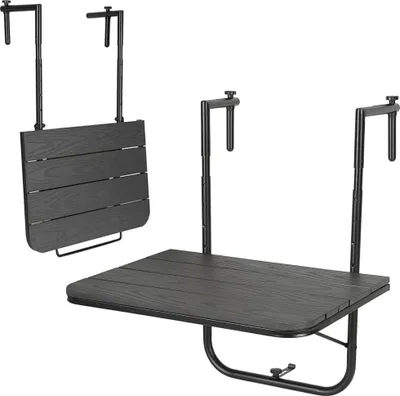 Produktbild von Faziango Balkonhängetisch ,Gartentisch klappbar, Hängetisch 4-stufig höhenverstellbar, Balkontisch bis 40kg belastbar, Klapptisch Metall,Balkon Tisch