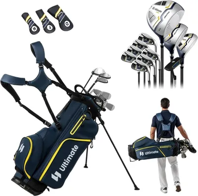 Zdjęcie produktu dla 15-częściowy zestaw kijów golfowych dla mężczyzn z torbą i pokrowcem przeciwdeszczowym
