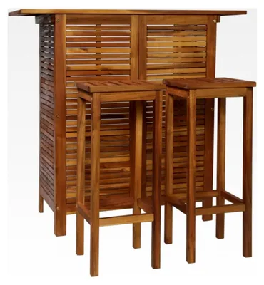 Produktbild von Bartisch und Barhocker Set aus Akazienholz, 3-teilig