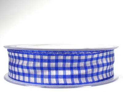 Produktbild von 25m Dekoband 25mm kariert Antennenband Schleifenband Geschenkband Band Karo , Farbe:blau