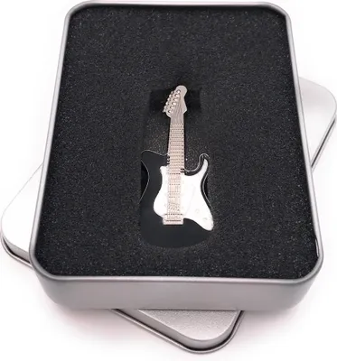 Image de Onwomania Guitare électrique noire en métal Guitare instrument Clé USB en boîte cadeau alu 64 GB USB 2.0
