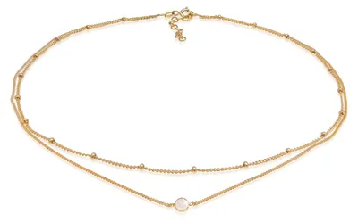 Produktbild von Elli Halskette Damen Choker Layer Look Kugelkette mit Rosenquarz 925 Silber