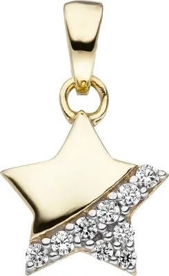 Produktbild von JOBO Kinder Anhänger Stern 375 Gold Gelbgold 9 Zirkonia Kinderanhänger Sternanhänger
