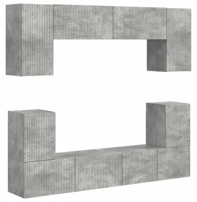 Image de Ensemble de meubles TV vidaXL, 5 pièces, béton gris, aggloméré