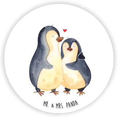 Produktbild von Mr. & Mrs. Panda Kühlschrankmagnet Pinguin umarmen - Weiß - Geschenk, whiteboardmagnet, Umarmung Verliebt, Hochzeitstag, magnet für kühlschrank, Memohalter, Liebe