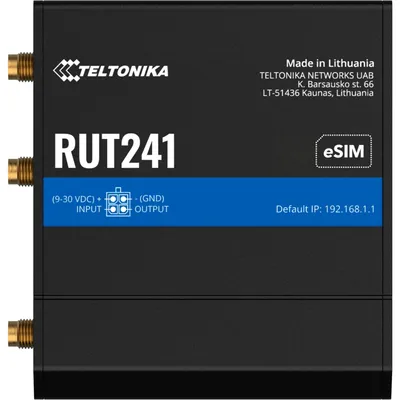 Produktbild von Teltonika RUT241, Router für Mobilfunknetz, Schwarz, Aluminium, Kunststoff, DIN-Schiene, Industriell, Schnelles Ethernet