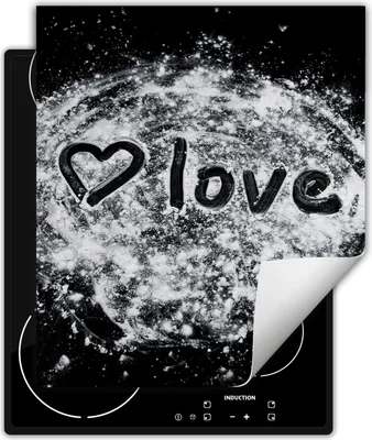 Image de DarHaus Plaque de recouvrement pour cuisinière 45x52 cm Tapis antidérapant Enroulable, noir - Love
