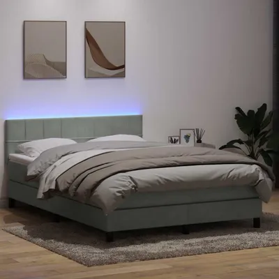 Produktbild von Möbel Boxspringbett mit Matratze Hellgrau 160x220 cm Samt - Klassische Betten 3316935