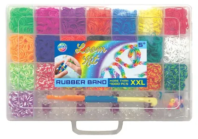 Produktbild von Elastische Bänder zum Herstellen von Armbändern, XXL Loom Bands, Etui, 4000 Stück