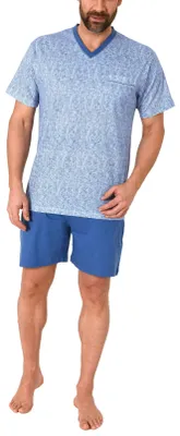 Produktbild von Herren Shorty kurzarm Schlafanzug Pyjama - 112 105 90 522 ; blau , 56