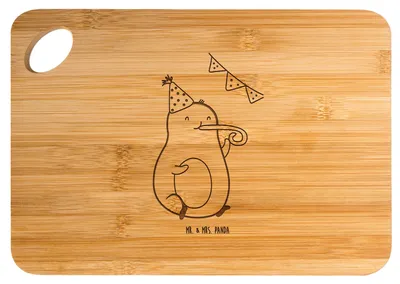 Produktbild von Mr. & Mrs. Panda Frühstücksbrettchen Avocado Party - Transparent - Geschenk, Geburtstagsfeier, Brett, Happy Birthday, jausenbrett, Schneidebrett, schneidunterlage