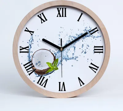 Produktbild von Holzuhr 20fi cm wanduhr - schwarze Spitzen - und Kokoswasser