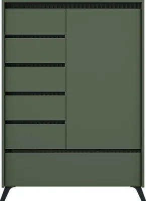 Produktbild von Kondela Kommode mit einer Tür und Schubladen Longy REG1D5S1K - Rauchgrün / Schwarz