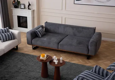 Produktbild von Couch 230cm Sitzpolster 3 Sitzer Sofa Grau  Designer Möbel Wohnzimmer
