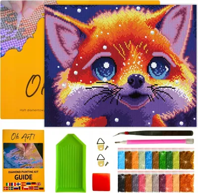 Produktbild von OhArt! 5D Diamantstickerei-Set "Roter Fuchs" 30x40 cm