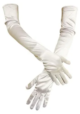 Immagine prodotto di Guanti da sera da donna, lunghi, in raso, 55 cm, eleganti, stile anni '20, ideali per opera, feste, abiti da sposa, colore bianco