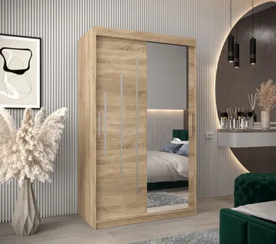 Produktbild von Kleiderschrank mit Spiegel MILADA – Breite 120 cm, Eiche sonoma