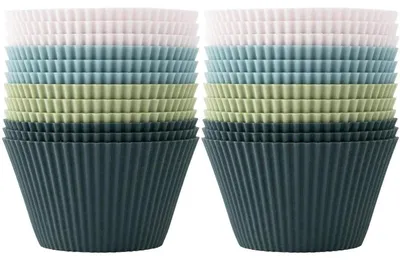 Produktbild von Silikon Muffinformen 12er Set 4 Farben BPA-frei Wiederverwendbar 7cm Durchmesser