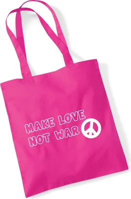 Produktbild von Huuraa Jutebeutel Make Love not War 10 Liter Fuchsia Baumwolle Tasche Geschenkidee
