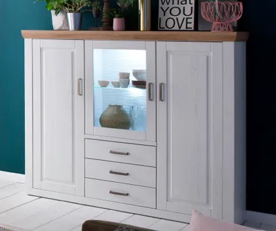 Produktbild von Highboard II Brixen | Landhaus modern | Pinie Aurelio / Grandson Oak ohne Beleuchtung