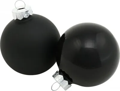 Produktbild von Schwarze Christbaumkugeln Glänzend & Matt Glas Weihnachtsbaumschmuck Ø6cm 24er Set, 24 Stück