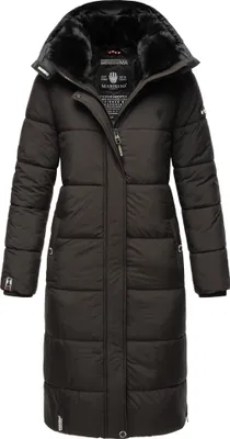 Produktbild von Marikoo dámska zimná bunda parka prešívaný kabát s kapucňou s umelou kožušinou RELIZIAA čierna veľkosť 44 - XXL