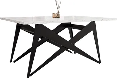 Produktbild von MIRJAN24 Couchtisch und Esstisch Xena, 2-in-1, Rahmen aus Stahl (Farbe: Schwarz / Bianco Marmor)