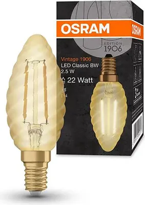 Productafbeelding van Osram LED Filament Kerze gedreht Vintage 1906 2,5W = 22W E14 Gold 220lm extra warmweiß 2400K