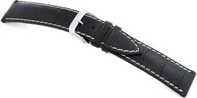 Produktbild von Happel Lederband Tupelo 18mm schwarz mit Alligatorprägung
