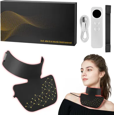 Produktbild von LED Pflegegerät für Hals & Nacken - Lichttherapiegerät - Infrarot & Farb-LED - Tragbar - Gegen Halsfalten - USB-betrieben -  - Schwarz