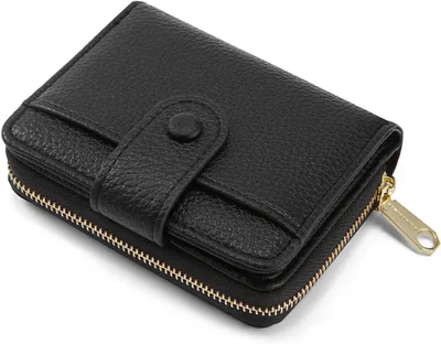 Produktbild von Kleine Damenbörse aus weichem Leder, 11,5 x 9,5 x 3 cm, mit Reißverschluss-Münzfach, für die Handtasche